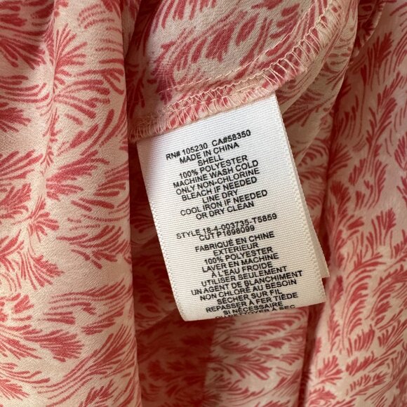 Joie Evangeline Pink Print Ruffle Tie Neck Blouse Size XS - Picture 8 of 8
